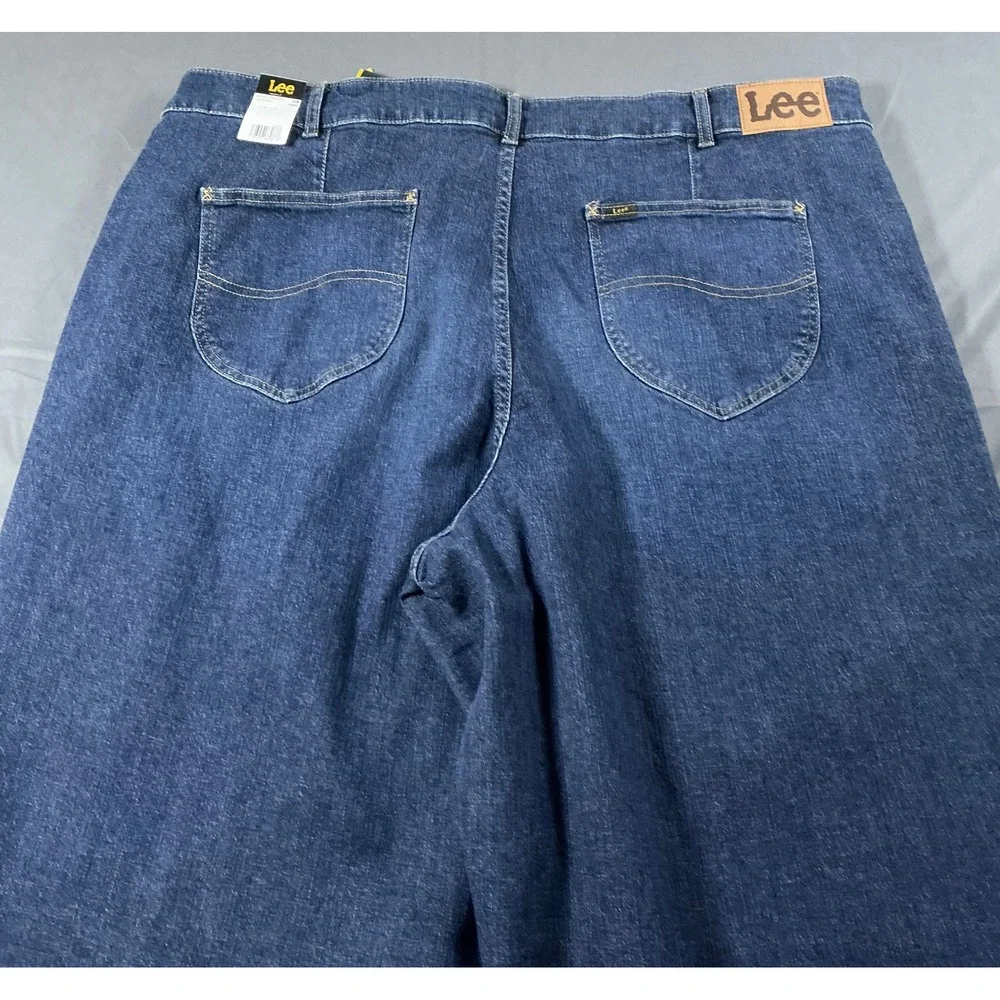Lee‎ Legendary Plus Wide Leg Trouser Jeans 24W Long Dark Wash High Rise NWT - Picture 13 of 14